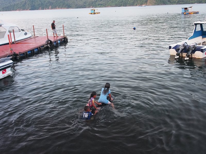 Children playing in the late afternoon.