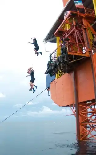 The rig's hydraulic express lift down to sea level.