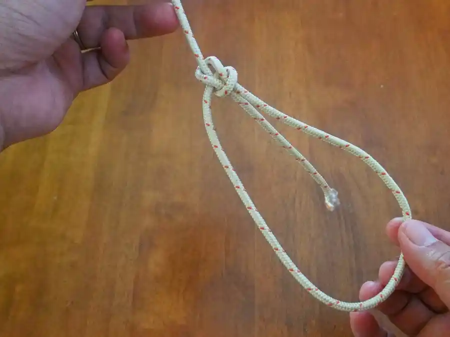 Bowline knot, step 6: the finished loop knot.