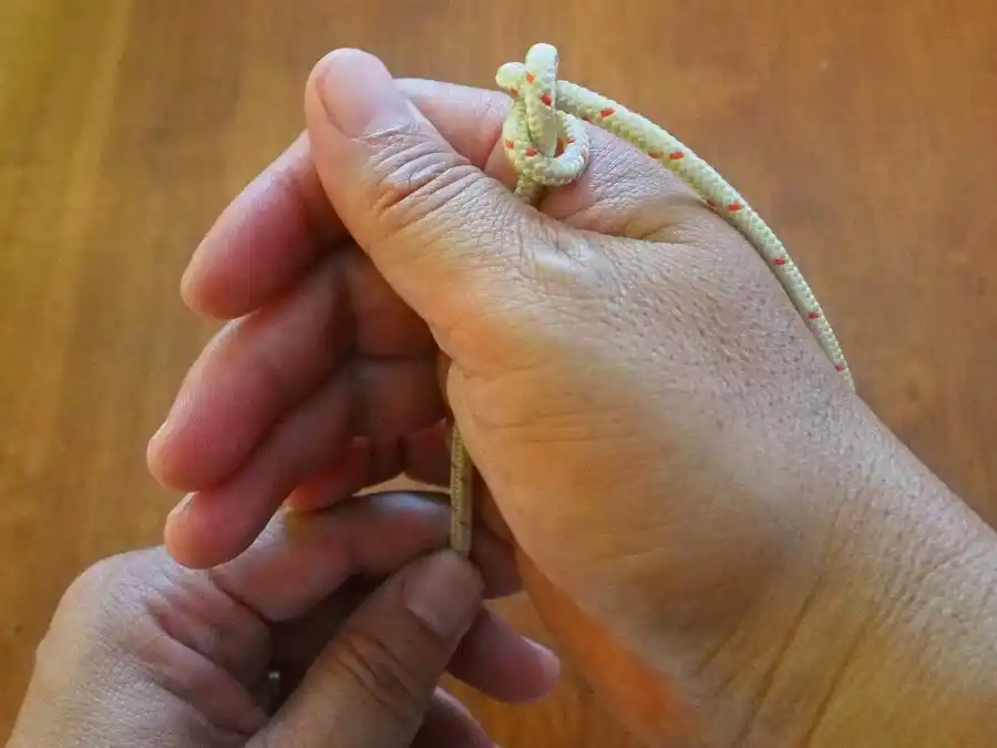 Figure of Eight knot, step 7: the finished stopper knot.