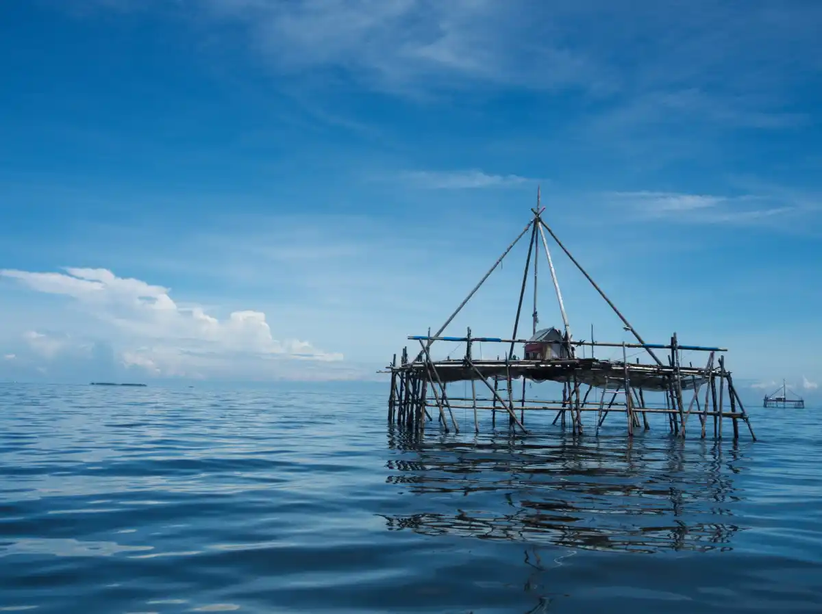 Bagang, a floating anchovy fishing platform in the Celebes Sea, halfway between East Kalimantan and Maratua Island.