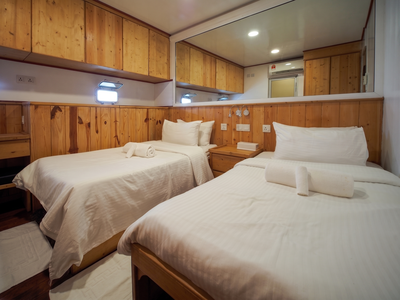 Cozy Twin Cabin featuring two single beds for maximum space efficiency.