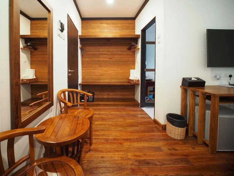 Clean and airy living space within the two-storey Luxury Villa bungalows.