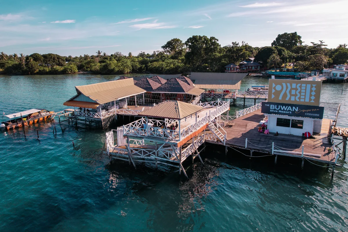 The Buwan Dive Resort on the waterfront at Tampi-Tampi, Semporna.