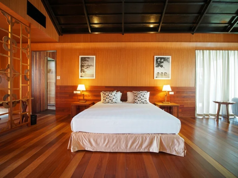 Well-appointed bedroom in the Water Chalet category, built for peace and privacy.