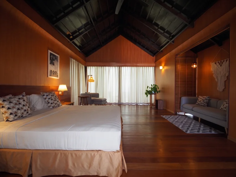 Clean and spacious layout of the Water Chalet, featuring modern amenities.