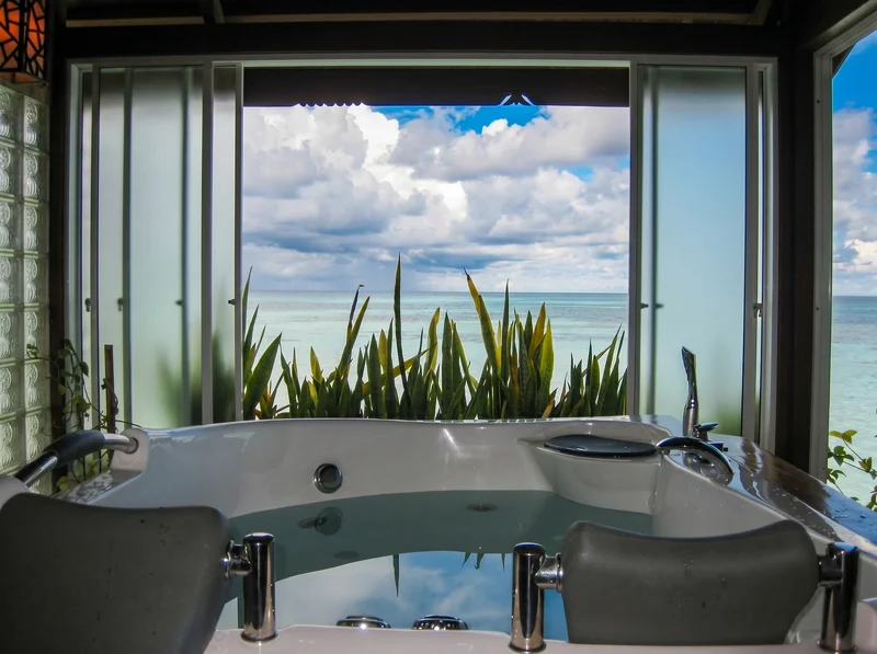 Private jacuzzi with stunning views towards Sipadan Island.