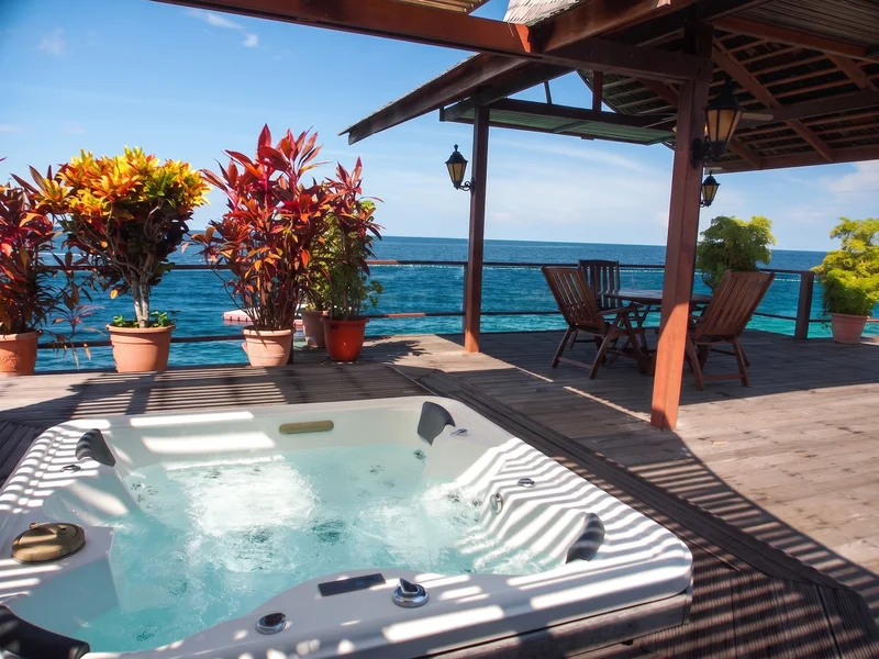 Large private jacuzzi offering the pinnacle of overwater relaxation.