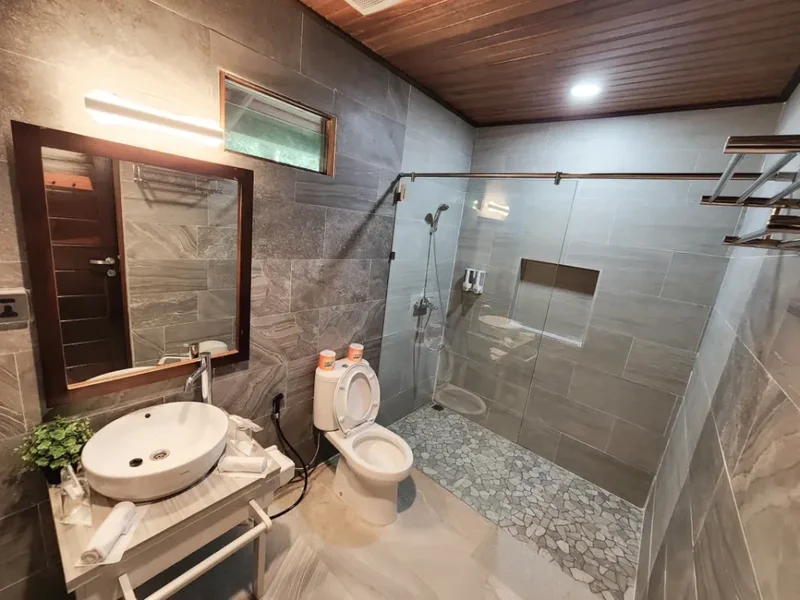 Well-appointed bathroom facilities in the premium Seaview Villa.