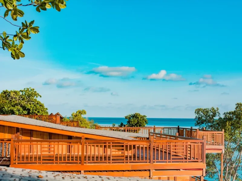 Private wooden veranda for relaxing and watching the sunset.