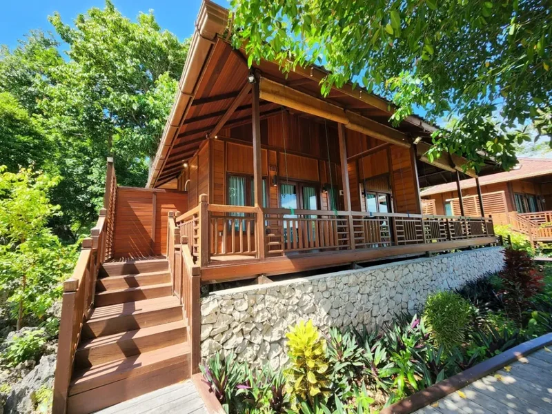 Shared veranda access for the semi-detached room units.
