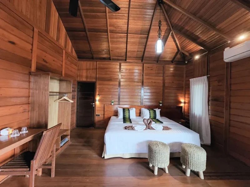 Comfortable Twin Villa interior with two separate beds.