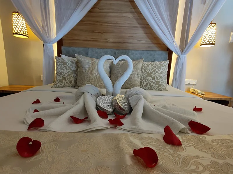 King Chalet interior prepared for a romantic honeymoon package.