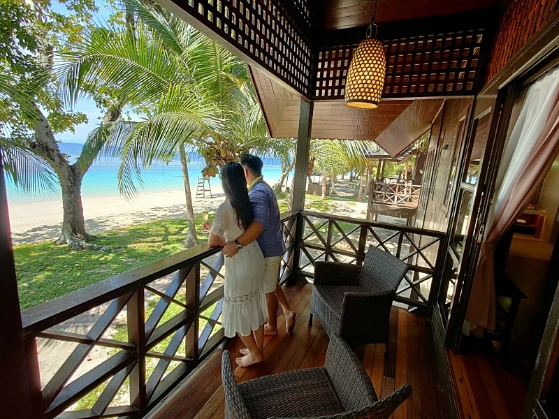 Private sea-view balcony for watching the Celebes Sea horizons.