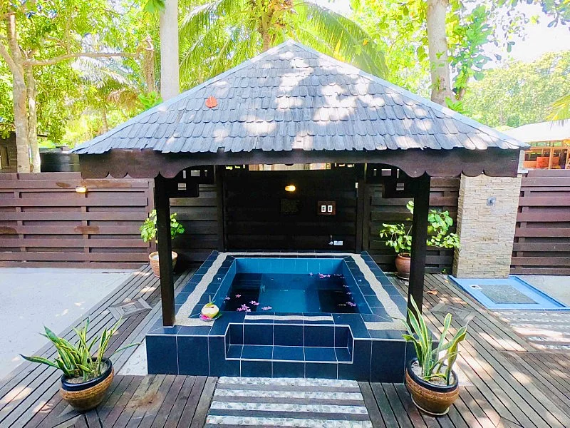 Private gazebo and overwater jacuzzi area at the premium Villa.