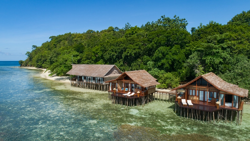Secluded over-water retreat with unobstructed views of Birie Island's waters.
