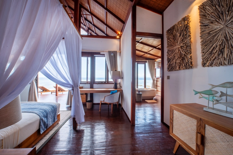 Expansive and elegant interior layout of the top-tier Premiere bungalow.