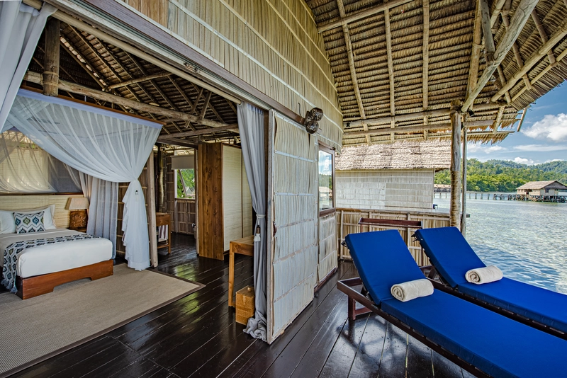 Expansive ocean view from the private deck of the Superior bungalow.