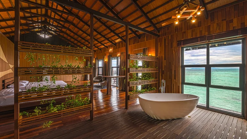 Modern and spacious walk-in bathroom and shower.