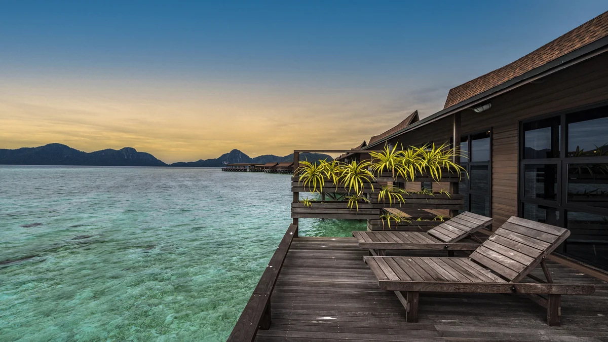Pearl Island Resort on Bohey Dulang Island, Tun Sakaran Marine Park.