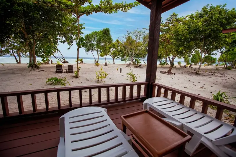 Stunning ocean horizons seen from the private Beach Villa balcony.
