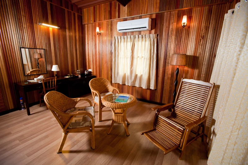Comfortable indoor sitting area for relaxing between island adventures.
