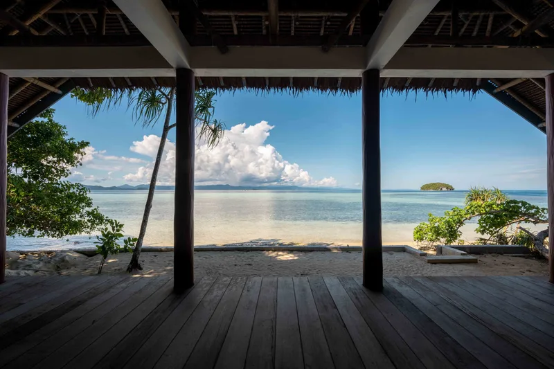 Private beachfront setting of the Kebar Villa.