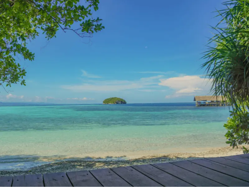 Sentani Cottage exterior viewing from the beach.