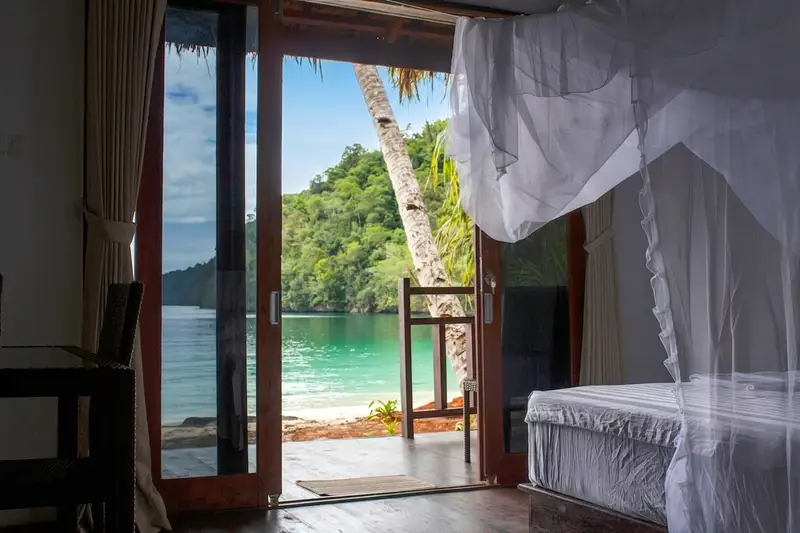 Well-appointed living space in the premium deluxe bungalow.