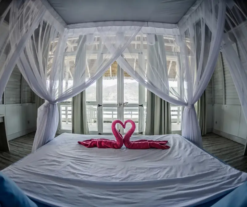 Spacious and airy villa interior, highlighting the modern eco-friendly design.